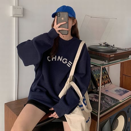 トレーナー ロンT 薄手 薄手トレーナー オーバーサイズ ラウンドネック ルーズ レトロ 韓国ファッション レディース ガーリー カジュアル ストリート系 DTC-655296556038