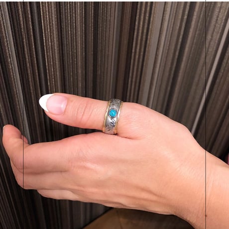 【HAWAIIANJEWELRY / ハワイアンジュエリー】  リング 指輪 ターコイズ 金属アレルギー対応 K14 PVDコーティング メンズ レディース 刻印 名入れ インスタ (grs8673)
