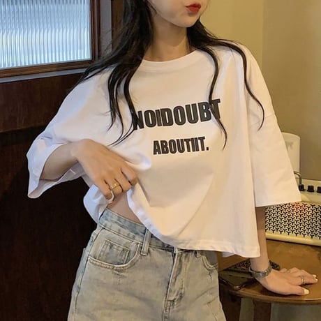 クロップド丈 Tシャツ 半袖 ラウンドネック へそ出し 韓国ファッション レディース ショート丈 トップス カットソー 夏 大人可愛い ガーリー DTC-619963183293