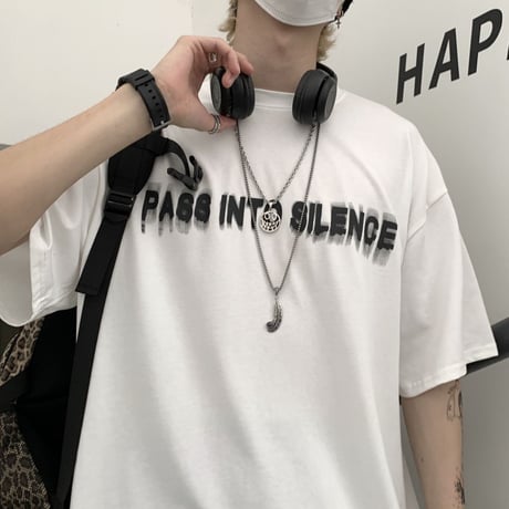 ユニセックス Tシャツ 半袖 ファントムレタープリント ラウンドネック オーバーサイズ トップス 大きめ カジュアル ストリートファッション DTC-640595956534