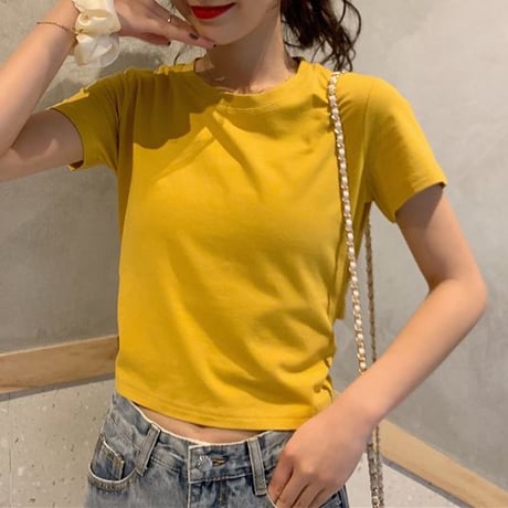 バックリボン tシャツ バックレス ウエスト見せ ショート丈 クルーネック 半袖 トップス レトロ 大人可愛い ガーリー カジュアル DTCA-732666685652