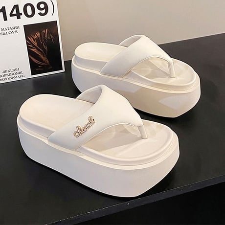 厚底 トングサンダル 22.0～24.5cm ウエッジソール 厚底サンダル プラットフォーム サンダル 美脚効果 脚長 スタイルアップ 韓国ファッション レディース DTC-716855905586