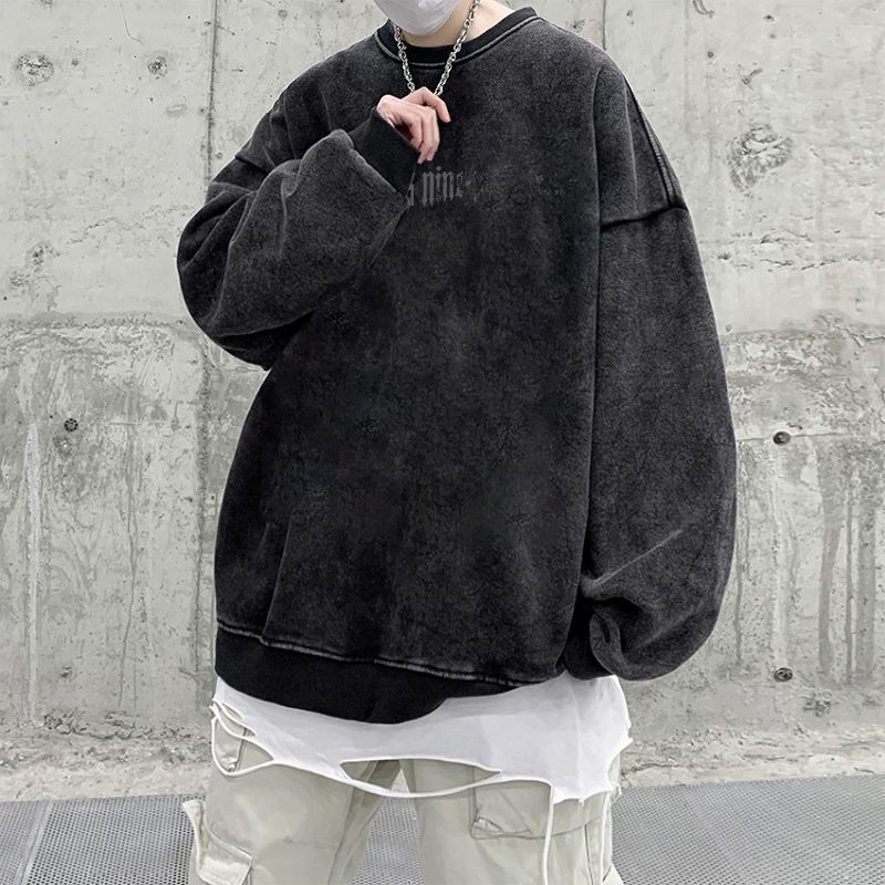 ユニセックス スウェット ウォッシュ加工 ヴィンテージ風 長袖