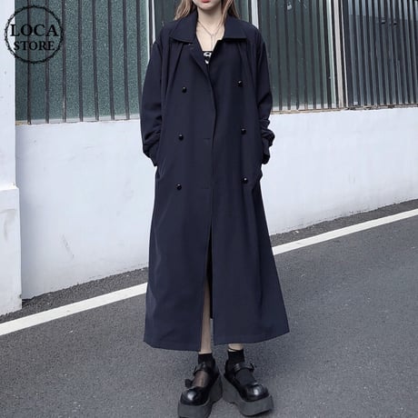 ロングコート ベルト付き ダブルブレスト 韓国ファッション レディース トレンチコート 長袖 ゆったり 大人カジュアル 大人可愛い ガーリー DTC-630621959680