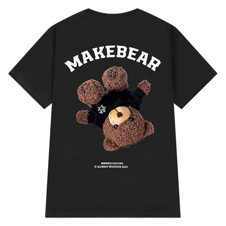 ユニセックス Tシャツ 半袖 クマ ベアー バックプリント オーバーサイズ カジュアル ストリート系ファッション 韓国ファッション メンズ レディース DTC-678305018412