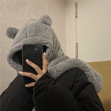 フード付きマフラー 耳付き クマ耳 フード付き ボアマフラー もこもこ フードマフラー ロングマフラー 防寒 暖かい 厚手 韓国ファッション レディース ガーリー DTC-630248123865