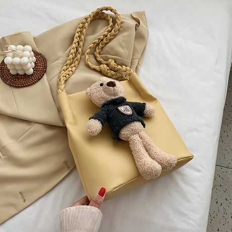 クマのぬいぐるみ ワンショルダートートバッグ アニマルバッグ ショルダーバッグ ミニバッグ バッグ 肩掛け シンプル 鞄 レトロ DTC-624341543778
