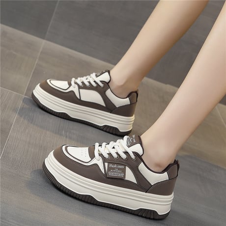 厚底スニーカー 22.5～25.0cm レースアップ ダッドスニーカー プラットフォーム スニーカー 厚底 シューズ カジュアル 韓国ファッション レディース DTCA-747166864057
