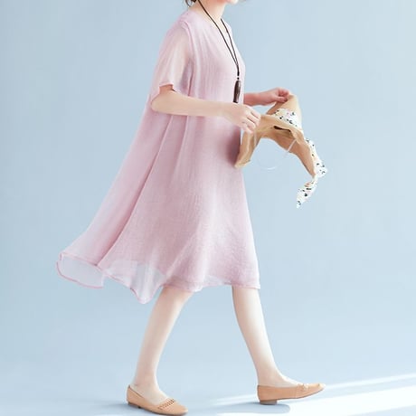 レディース シフォン レースワンピース ミモレ丈 レース マタニティ ミモレ丈 半袖 ゆったり ガーリー 韓国ファッション (DCT-567366180836)