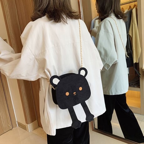 ショルダーバッグ クマちゃん ベアー ミニバッグ サブバッグ 肩掛け 斜め掛け ユニーク かわいい ショルダーチェーン シンプル レトロ ガーリー DTC-604470886506
