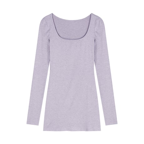 tシャツ スリムフィット ロンt 薄手 Uネック 無地 トップス 長袖 シンプル レトロ 韓国ファッション レディース 大人可愛い ガーリー DTCA-806185686924