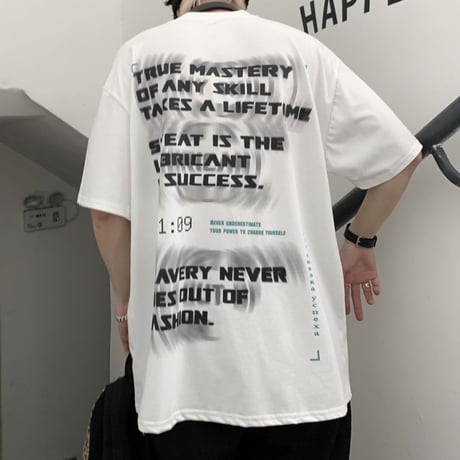 ユニセックス Tシャツ 半袖 ファントムレタープリント ラウンドネック オーバーサイズ トップス 大きめ カジュアル ストリートファッション DTC-640595956534
