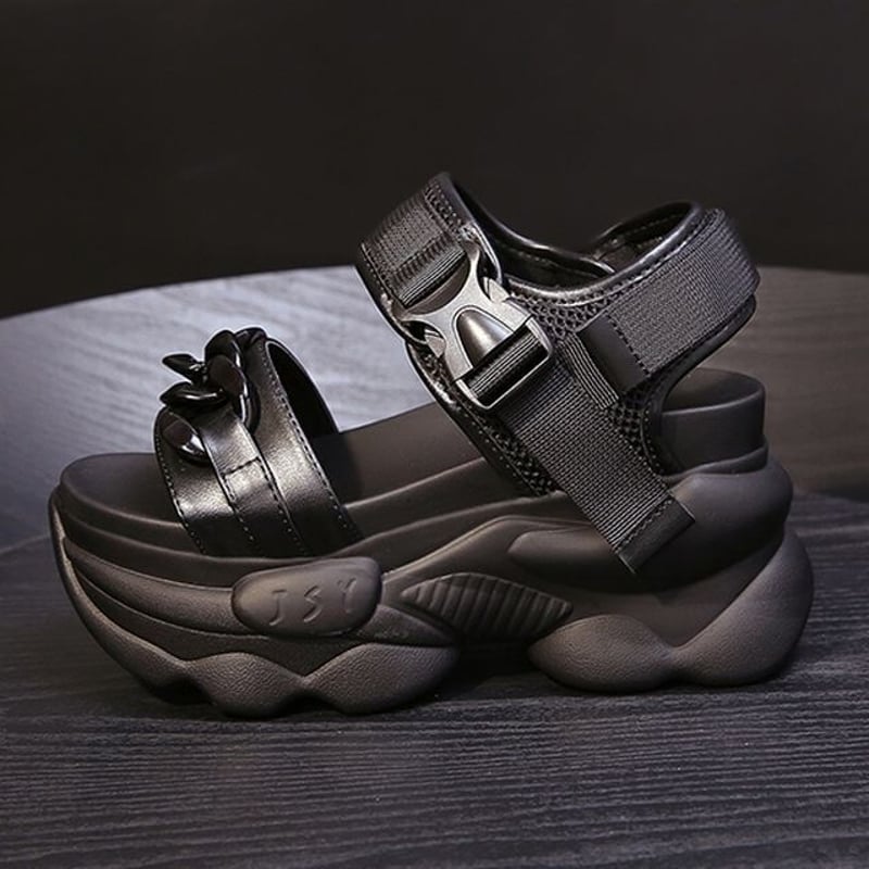 スポサン 22.0～24.5cm 厚底 スポーツサンダル チェーンモチーフ