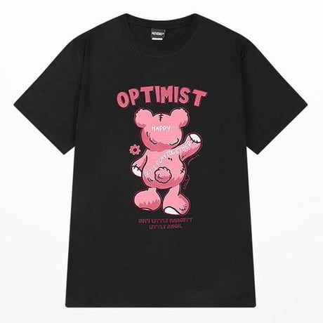 ユニセックス Tシャツ 半袖 クマ 後ろ姿 プリント オーバーサイズ カジュアル ストリート系ファッション 韓国ファッション メンズ レディース DTC-679649320362