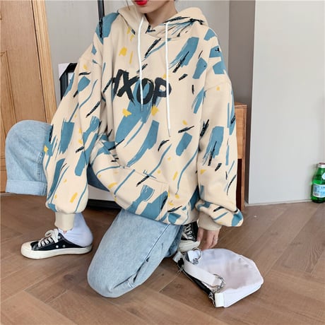 パーカー プルオーバー カモフラ柄 プラスベルベット オーバーサイズ 韓国ファッション レディース フーディー 迷彩柄 ルーズ カジュアル ストリート系 ガーリー DTC-628244401150