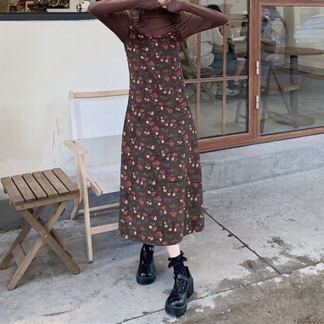花柄 キャミワンピース スリングワンピース ロング丈 ノースリーブ レトロ 韓国ファッション レディース 大人可愛い ガーリー フェミニン DTC-657889153535