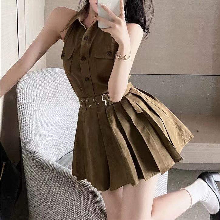 Malbon レディースセットアップ＋帽子ノースリーブ＆プリーツスカート Malbon レディースセットアップ＋帽子ノースリーブ＆プリーツ