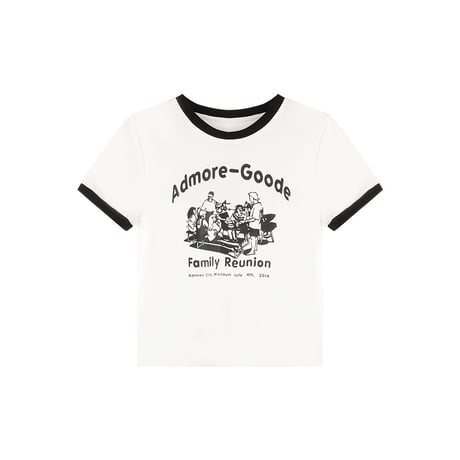 レトロプリント Tシャツ ショート丈 半袖 クルーネック スリムフィット レトロ カジュアル ストリートファッション ストリート系女子 DTCA-702505709620