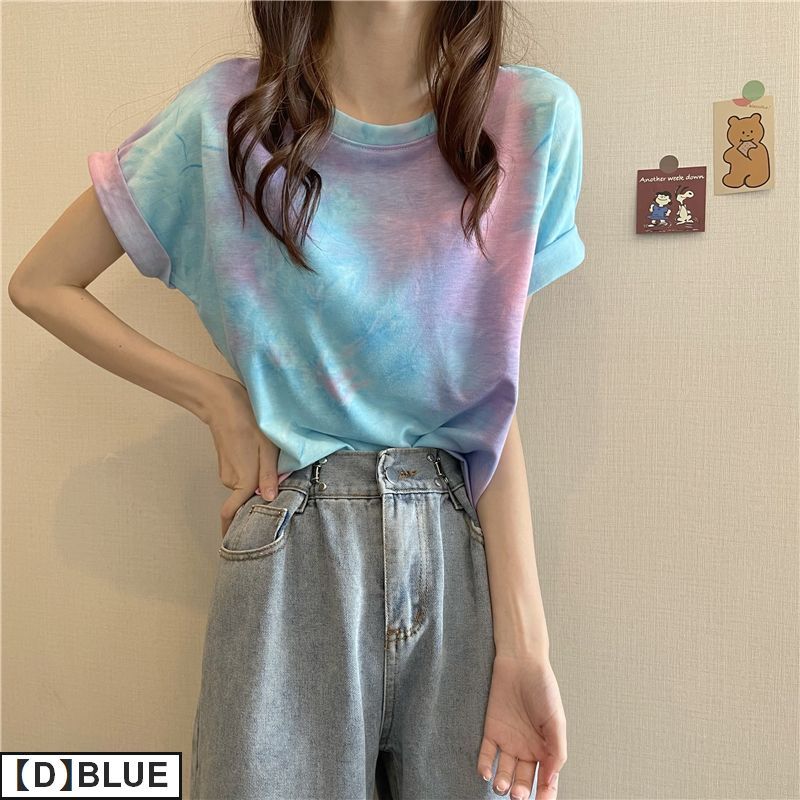 デニム 切替 タイダイ シャツ 半袖 モード 韓国 異素材 hr9555 fit=scale-down,w=1200
