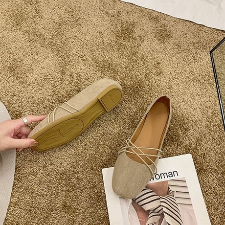 パンプス フラットシューズ スエード スクエアトゥ ぺたんこ 韓国ファッション レディース フラット フラットパンプス キュート 痛くない かわいい 歩きやすい 600321796302