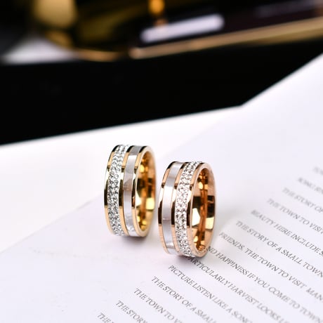 リング レディース 金属アレルギー対応 イエローゴールド ローズゴールド チタンスチール ステンレス CZ 指輪 キラキラ アクセサリー DTC-597070310491