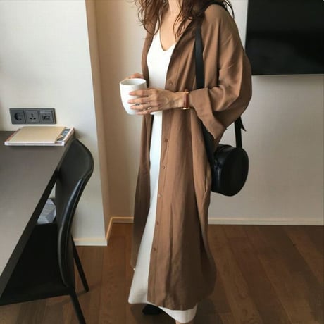 2WAY シャツワンピース ロングシャツ コート 薄手 ワンピース ルーズ 七分袖 レトロ 韓国ファッション レディース 大人可愛い ガーリー DCT-576487405143