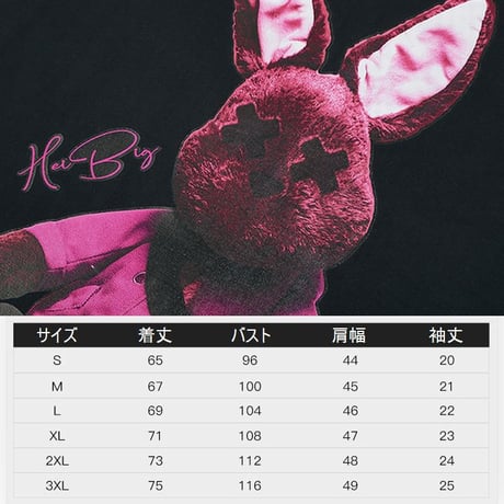 ユニセックス Tシャツ 半袖 ラウンドネック バッドラビット うさぎ プリント オーバーサイズ 韓国ファッション メンズ レディース ストリートファッション DTC-621638638683