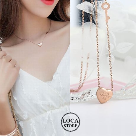 ネックレス レディース ハート ピンクシルバー ラブフォーエバー520 金属アレルギー対応 チタン ステンレス シンプル ペンダント 人気 ジュエリー (DTC-571926919917)
