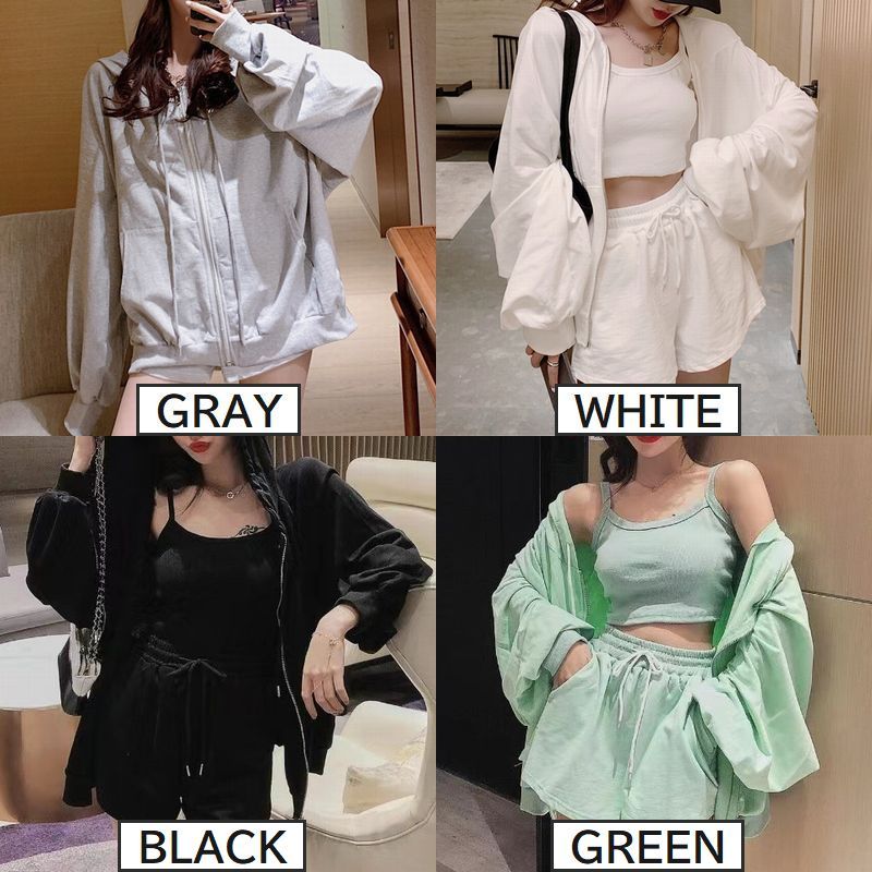 セットアップ 3点セット ジップアップ パーカー ショートパンツ セットアップ 3点セット ジップアップ パーカー ショートパンツ