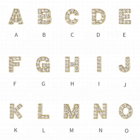 A～Z 片耳用 イニシャル スタッドピアス アルファベット 英字 キャッチ式ピアス 合金 シルバー925 金メッキ アクセサリー ジュエリー DTC-651087823187