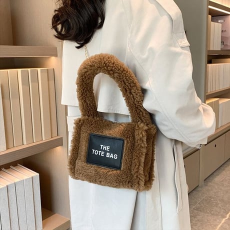ボア トートバッグ 2way ショルダーバッグ ハンドバッグ もこもこ スクエアバッグ ミニバッグ 肩掛け 斜め掛け 鞄 レトロ 韓国ファッション レディース DTC-687472800963