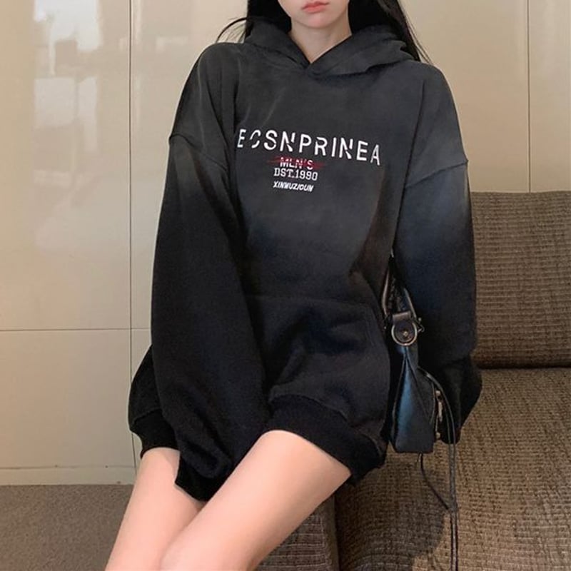 パーカー スウェット レディースグラデーション オーバーサイズ パーカー プルオーバー グラデーション オーバーサイズ スウェット