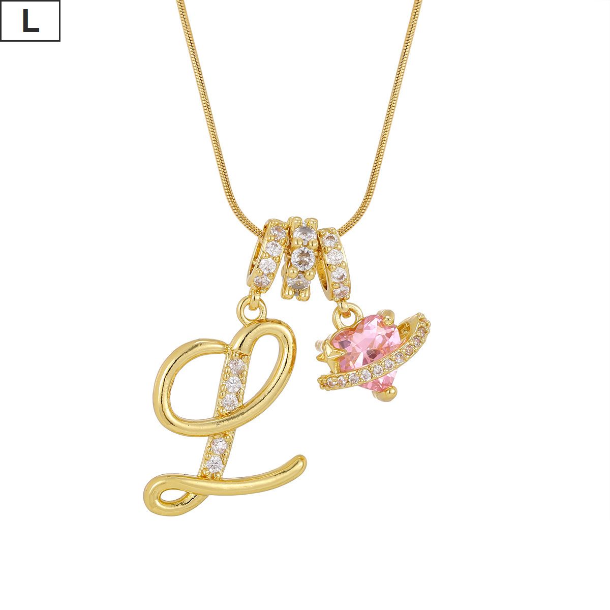 イニシャル A-Z ネックレス チェーン付き ゴールド アルファベット