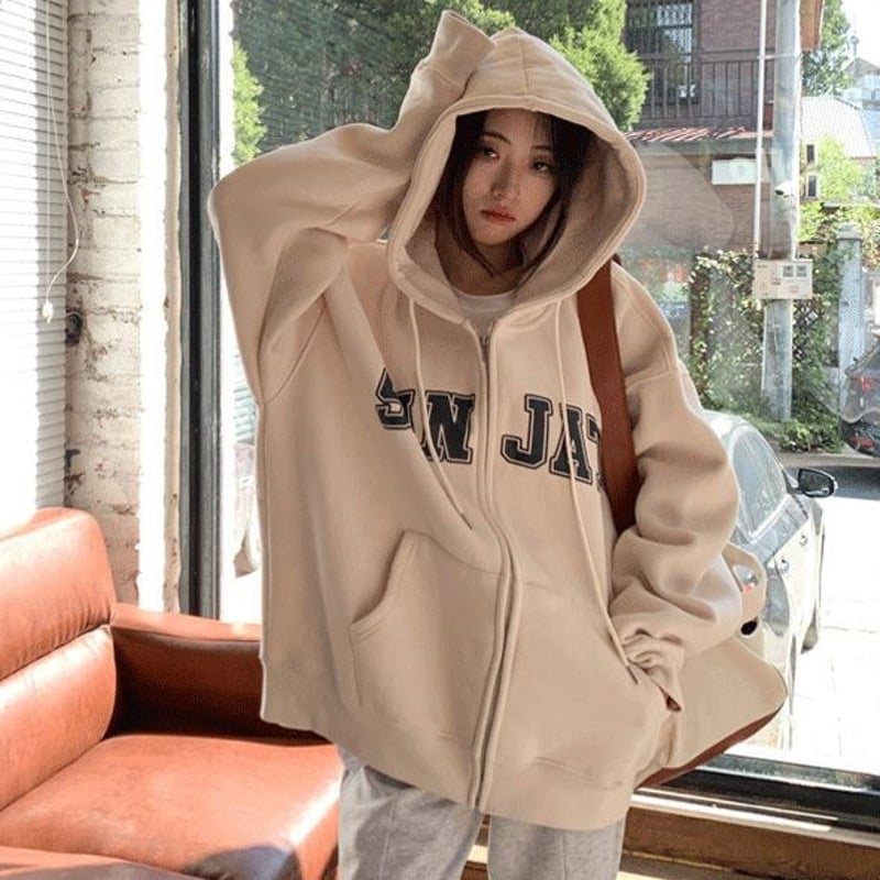 パーカー ジップアップ フーディー カレッジロゴ トップス ドロップ