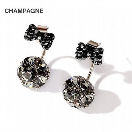 ピアス リボン CZ キラキラ 韓国アクセサリー キャッチ CZ キュービックジルコニア 合金 シルバー925 アクセサリー DTC-559637702621