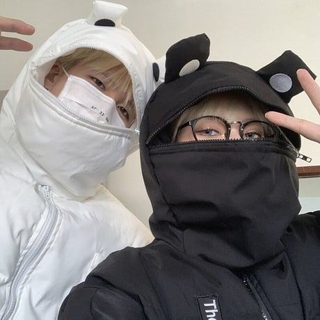 ユニセックス ダウンジャケット カエル フードジャッパー ルーズ 韓国ファッション メンズ レディース 男女兼用 ジップアップ ゆったり カジュアル ストリート系 DTC-631426595628