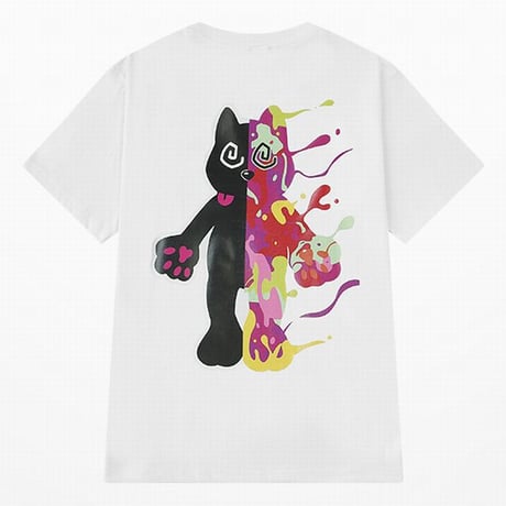 【2カラー】 ユニセックス Tシャツ 半袖 ネコ CAT プリント オーバーサイズ カジュアル 韓国ファッション メンズ レディース 韓国ストリートファッション DTC-641440563092