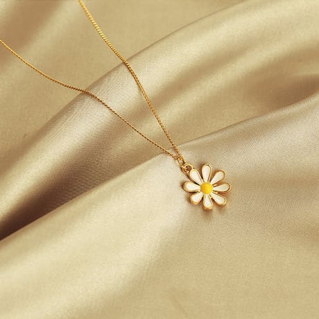 デイジー ネックレス 花 フラワー チェーン付き ゴールド 韓国アクセサリー ペンダント 合金 シンプル 人気 アクセサリー DTC-616331272810