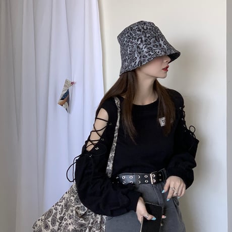 トップス トレーナー オープンショルダー レースアップ 韓国ファッション レディース カットソー 肩あき 長袖 ゆったり シンプル ルーズ 大人可愛い ガーリー DTC-626359658733