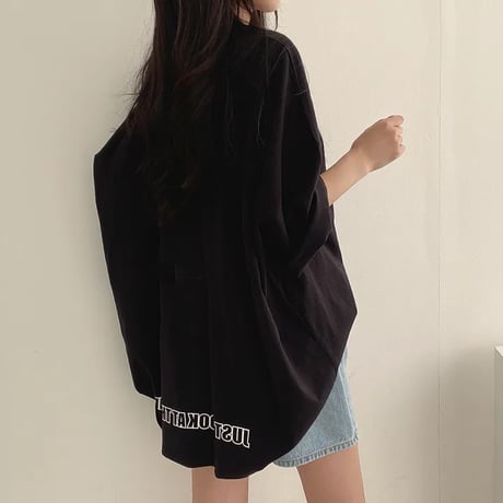 ユニセックス Tシャツ ロゴ バックプリント 半袖 ドロップショルダー トップス 半袖 クルーネック ビッグTシャツ シンプル ルーズ レトロ カジュアル DTC-723835018877