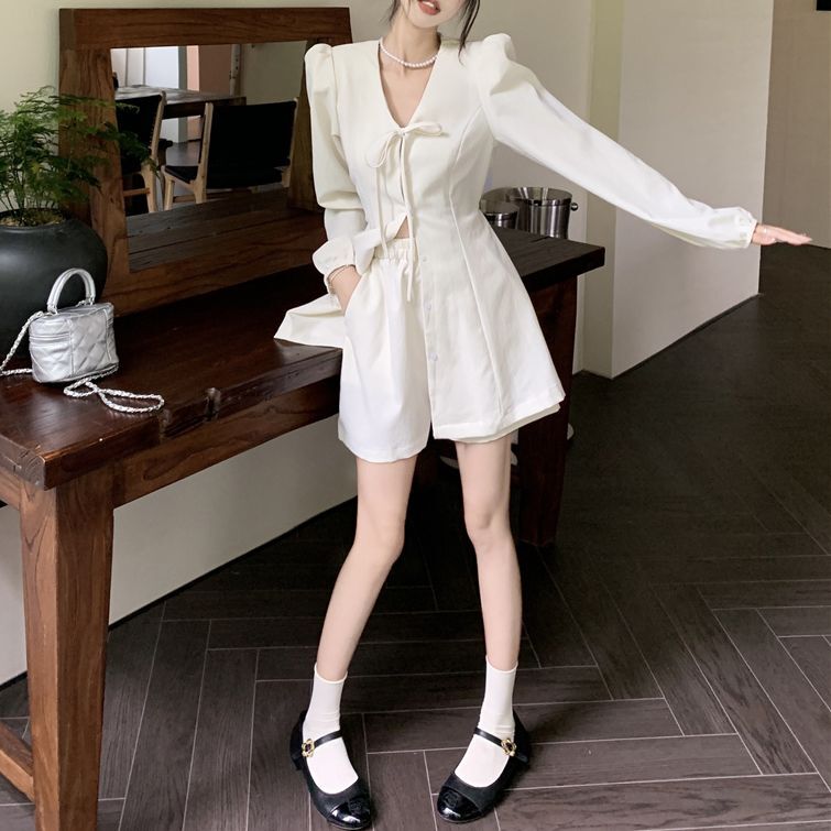 セットアップ 上下セット 変形ロングシャツ ショートパンツ