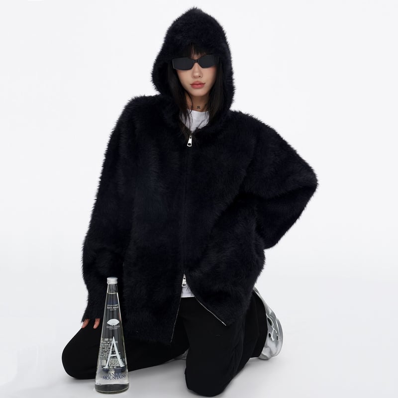 BIGBANG ツアー2017 ボアパーカー M ブラック フェイクファー BIGBANG ツアー2017 ボアパーカー M ブラック フェイクファー