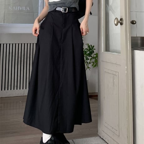 タック ロングスカート ハイウエスト フレア Aラインスカート プリーツ スカート レトロ韓国ファッション レディース 大人可愛い ガーリー DTC-679231010864
