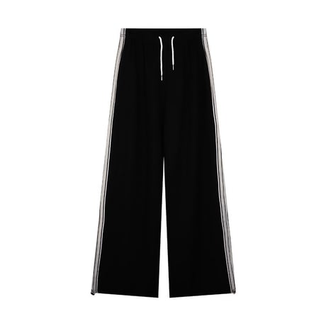 セットアップ ジャージ サイドライン トップス ワイドパンツ ジップアップ ショート丈 長袖 パンツ 韓国ファッション レディース 大人可愛い ガーリー カジュアル DTC-766005098158