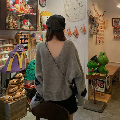 ハート刺繍 ニット セーター 韓国ファッション ゆったり 長袖 プルオーバー 可愛い 大人カジュアル 韓国 レディース (DTC-603675379010)