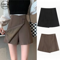 スカート風 ショートパンツ ラップパンツ キュロット ハイウエスト ショーパン レトロ 韓国ファッション レディース 大人可愛い ガーリー DTC-656365250595
