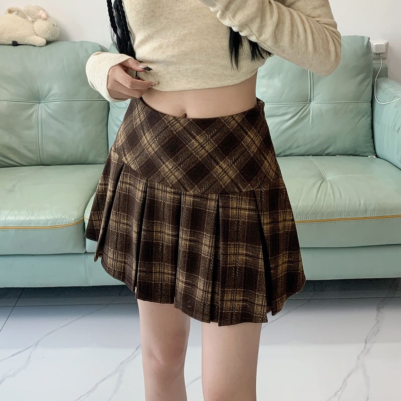 全4色 タータンチェック チェック柄 スカート キュロット ミニスカート ショート丈 ひざ丈 カジュアル ガーリー スクールコーデ 制服風 可愛い  デート 夏 | Like Fashion + (プラス) スカート プリーツ 春 韓国 ショート レディース チェック 格子柄