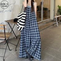 サロペットパンツ チェック柄 オーバーオール オールインワン ジャンプスーツ 体型カバー ルーズ レトロ 韓国ファッション レディース 大人可愛い ガーリー DTC-809419287895