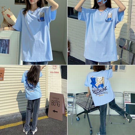 ユニセックス Tシャツ 半袖 バックプリント クルーネック オーバーサイズ ゆったり 大きめ 韓国ファッション メンズ レディース カジュアル ストリート系 DTC-665577129753