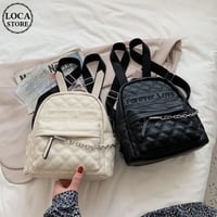 【2カラー】 バックパック ミニバッグ チェーン付き リュック リュックサック キルティング ファスナー レトロ 韓国ファッション レディース カジュアル DTC-641146664991